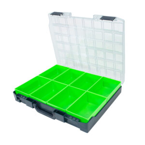 Kunststof assortimentskoffer incl. 8 inzetbakjes groen