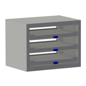 Kofferkast B508xD360xH385 mm met 3 kofferplateau's uittrekbaar (3x 66)