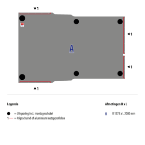 Vloerplaat 12 mm grijs tbv PARTNER/BERLINGO/COMBO/PRO ACE CITY L2 FWD (wielbasis 2975)