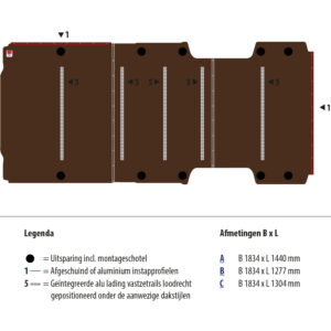 Vloerplaat 12 mm bruin tbv BOXER/JUMPER/MOVANO/DUCATO L4 FWD (wielbasis 4035XL)